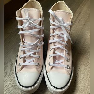 Blush platform high top converse